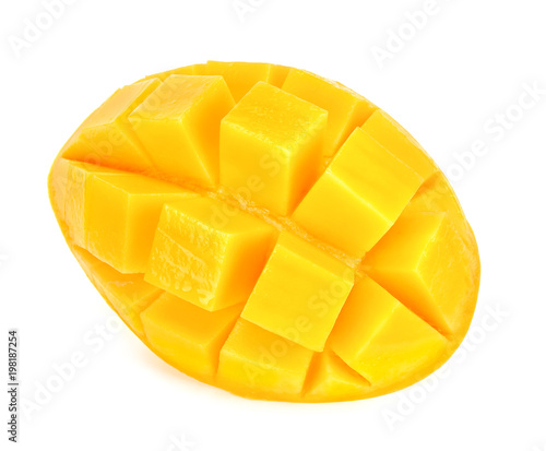 Yellow mango isolated on the white background