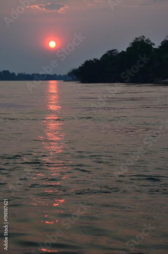 The African river sunset. Zambezi river, Zimbabwe