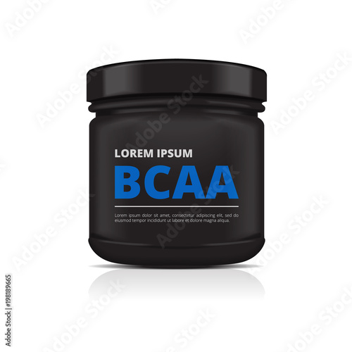 Black Plastic Jar. Sport Nutrition, Whey Protein or Gainer. Pack design template