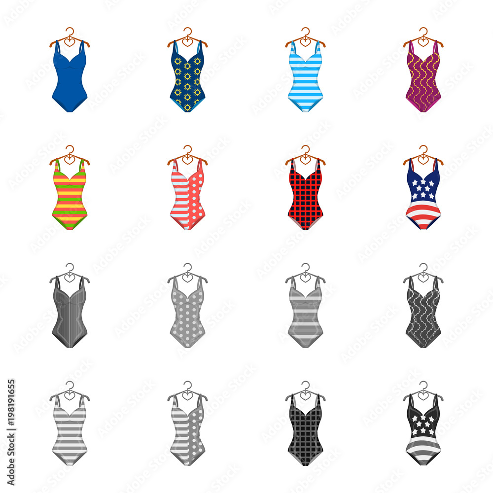 Different kinds of swimsuits. Swimsuits set collection icons in  cartoon,monochrome style vector symbol stock illustration web. Stock Vector  | Adobe Stock