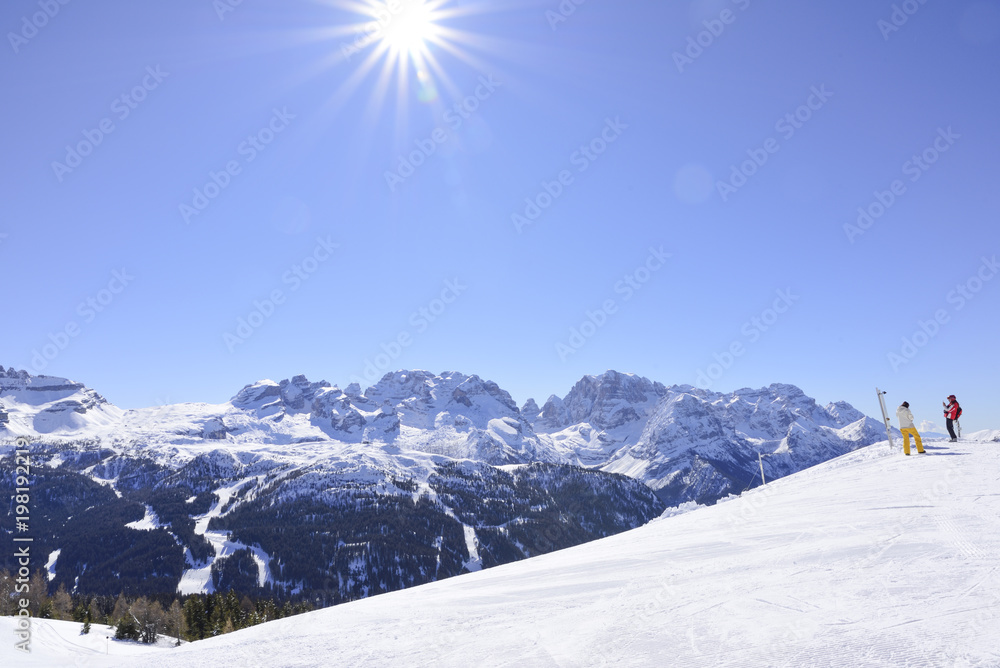 view of the Alps mountains with snow