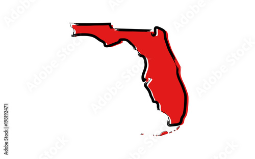 Stylized red sketch map of Florida