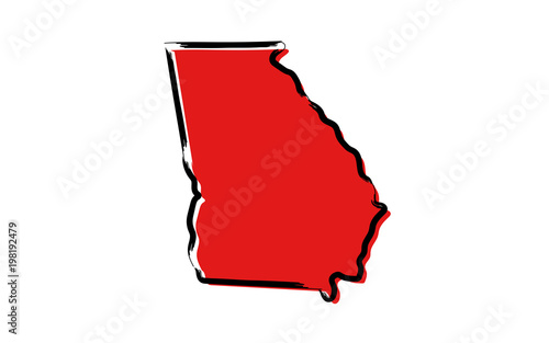 Stylized red sketch map of Georgia (USA)