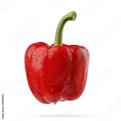 Juicy, bright pepper isolated on white background. Paprika.