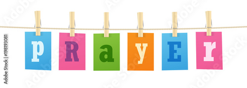 PRAYER colourful vector letters icon