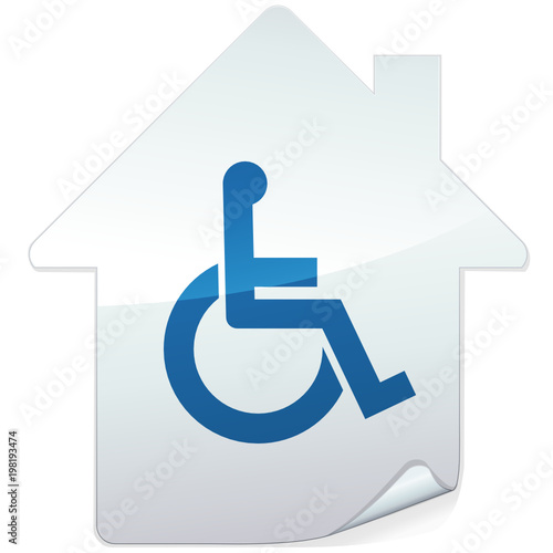 Sticker bâtiment accessible handicapé (blanc)