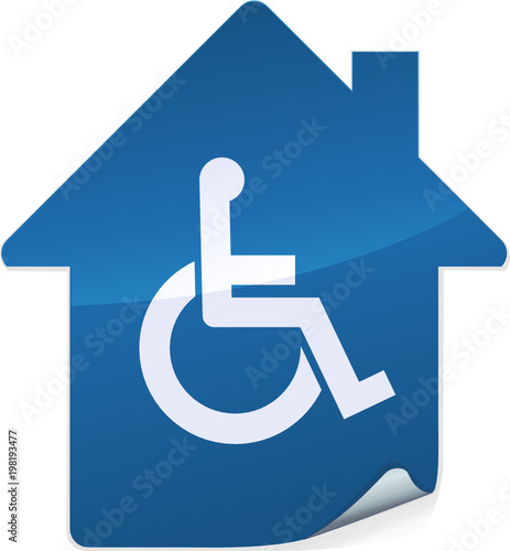 Sticker bâtiment accessible handicapé (bleu)