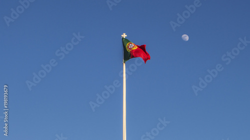Waving flag of Portugal on the wind