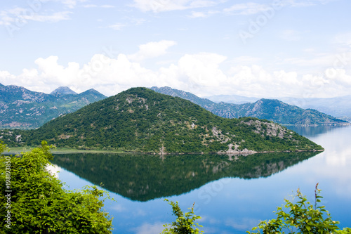 Peaceful mountain lake landscape 