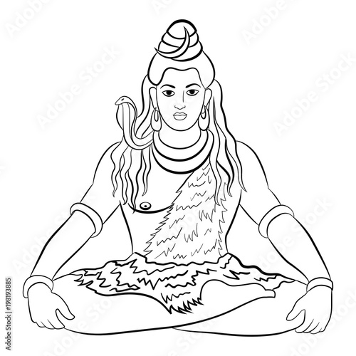 Hindu God Shiva. Vector illustration.