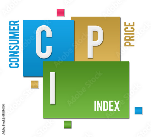 Fototapeta Naklejka Na Ścianę i Meble -  CPI - Consumer Price Index Colorful Squares Text 