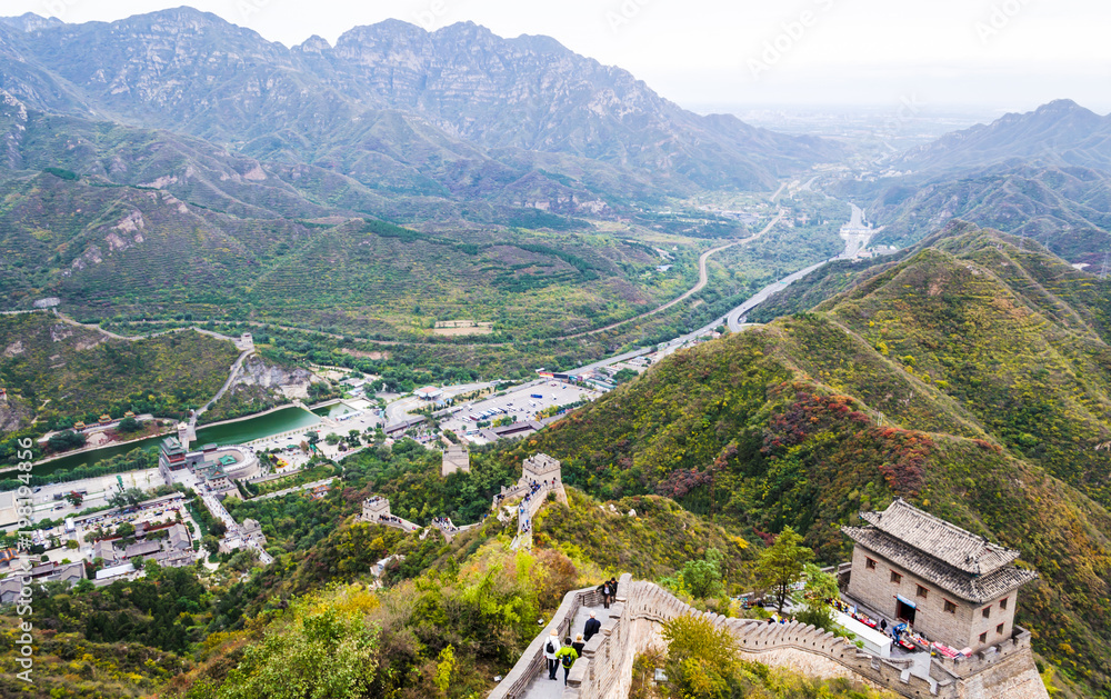 View from the Great Chinese Wall  to the mountain peaks, China