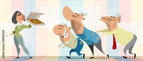Pizza courier and clients