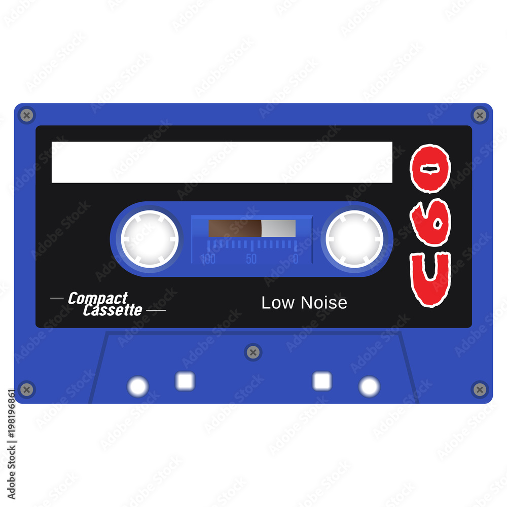 Fototapeta premium Audio cassette tape illustration isolated on white.