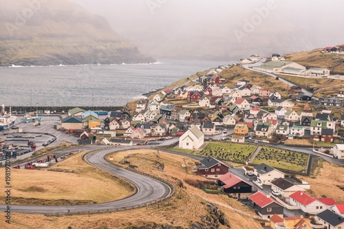 Photography the town of eidi in the faroe islands