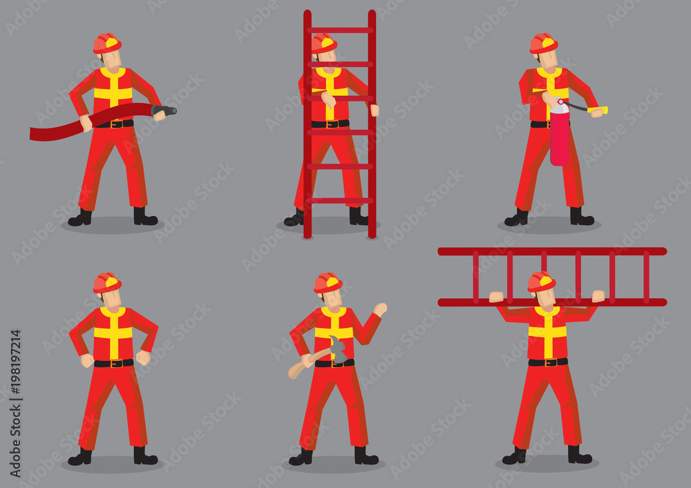 Firefighter Vector Character Design Illustration