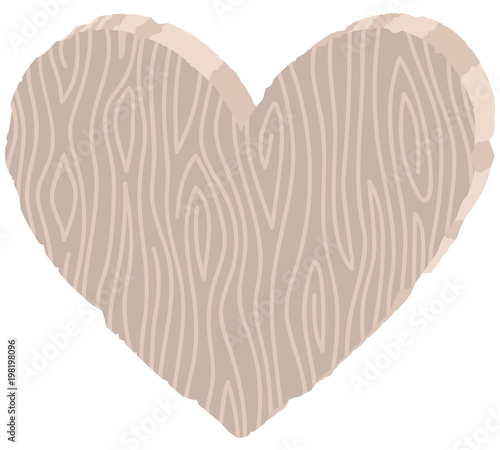 Vector illustration of light gray wooden heart, perfect for wedding invitations, isolated on white background