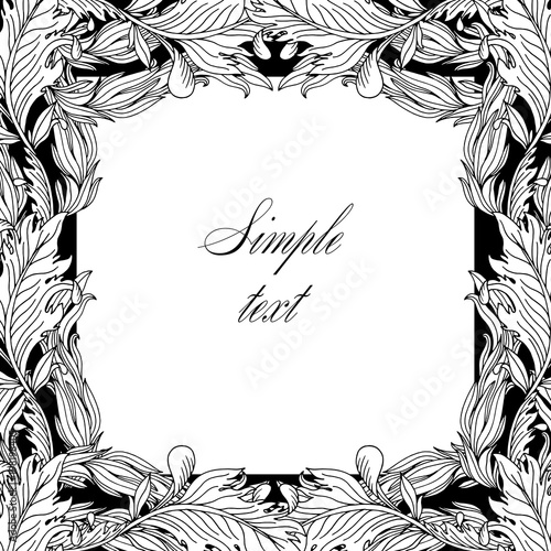 Retro vector ornamental frame, hand draw illustration.