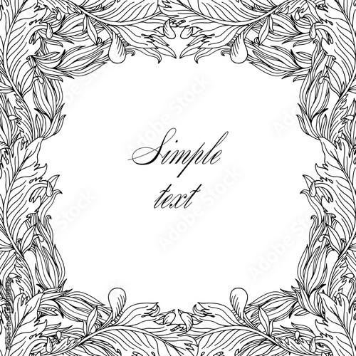 Retro vector ornamental frame, hand draw illustration.