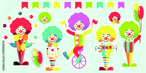 Clowns. Vector set