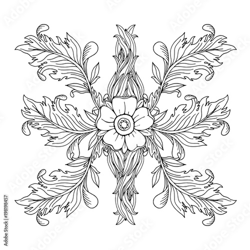 Retro vector ornamental element frame, hand draw illustration.