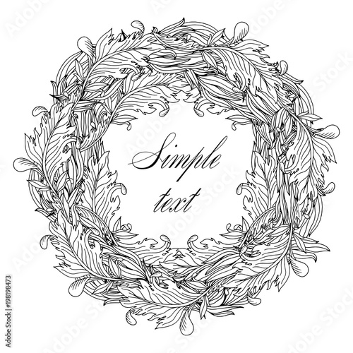 Retro vector ornamental wreath frame, hand draw illustration.