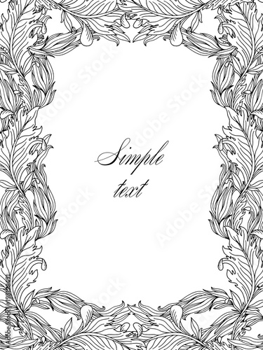 Retro vector ornamental frame, hand draw illustration.