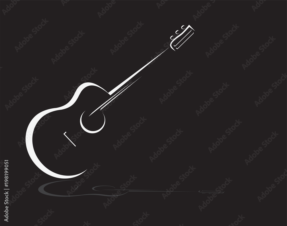 Fototapeta premium Guitar stylized icon vector. Simple lines acoustic guitar design element.