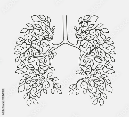 Healthy lungs concept vector.Fresh clean air ecology concept illustration. Tree branches like a respiratory system.