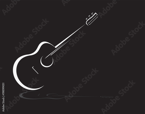 Guitar stylized icon vector. Simple lines acoustic guitar  design element.