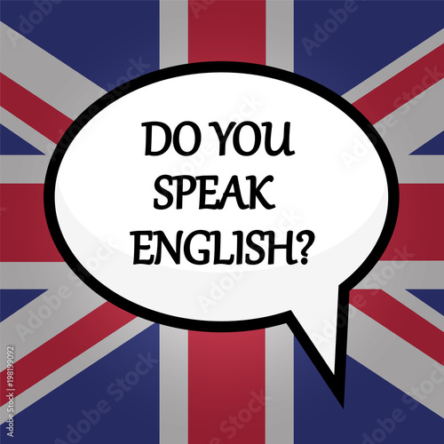Do you speak English? education concept over British flag, stock vector illustration