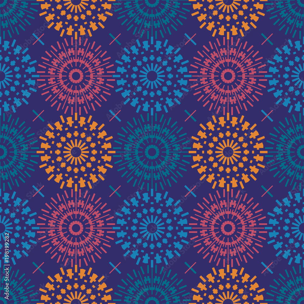 Mechanical flower symmetry seamless pattern. Suitable for screen, print and other media. Mechanical flower symmetry seamless pattern. Suitable for screen, print and other media.