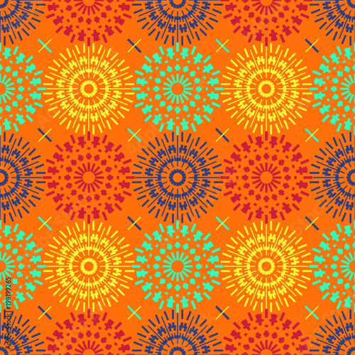 Mechanical flower symmetry seamless pattern. Suitable for screen, print and other media.
