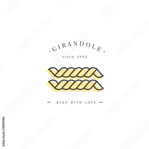 Italian Pasta. Girandole. Hand Drawn Illustration Isolated on a White