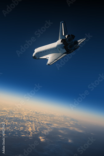 Fototapeta Naklejka Na Ścianę i Meble -  Space Shuttle Landing In The Blue Sky