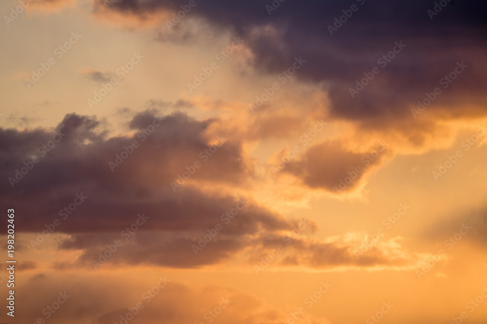 Sunset in beautiful colors with clouds