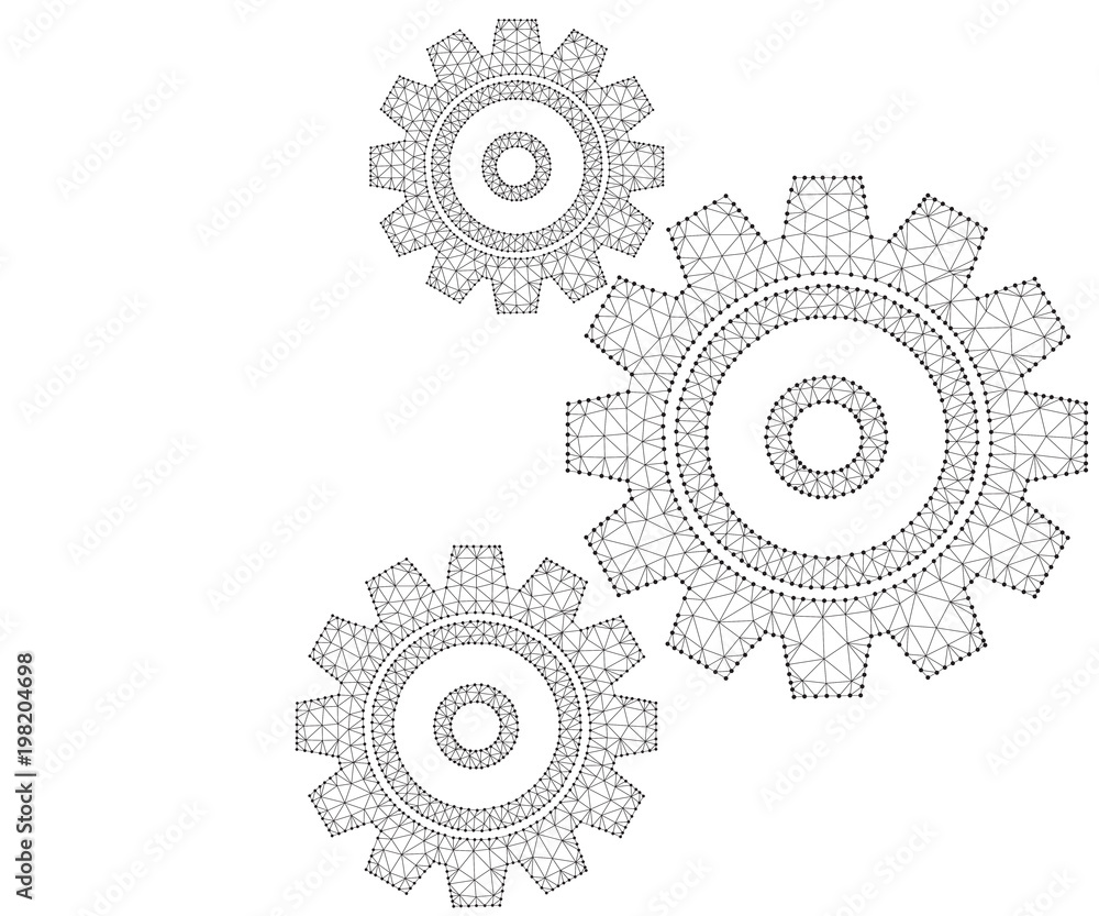 Gear, polygon, black-white Gear, polygon, black-white