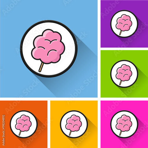 candy floss icons with long shadow