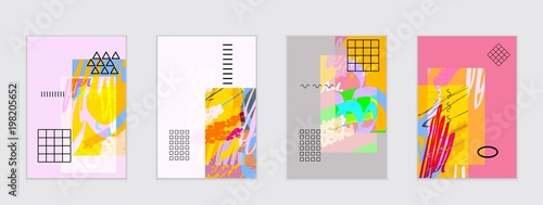 Set of artistic abstract universal card templates