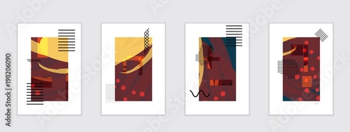 Set of artistic abstract universal card templates