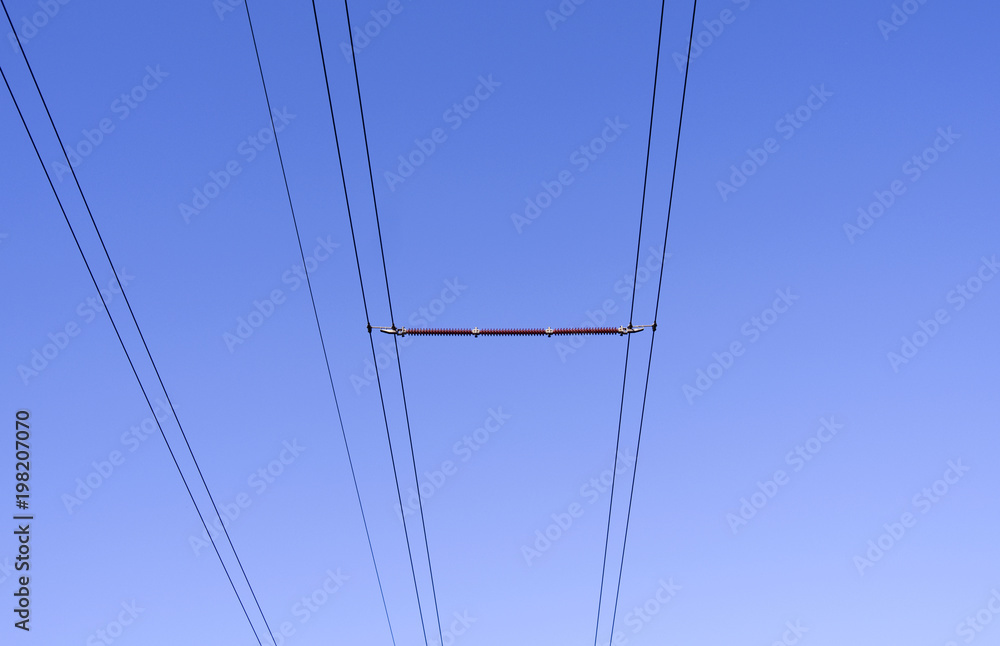 Power Lines: Insulator of a 220 kV overhead high-voltage power line in Eastern Thuringia