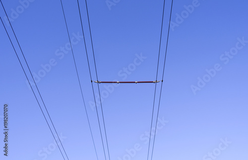 Power Lines: Insulator of a 220 kV overhead high-voltage power line in Eastern Thuringia