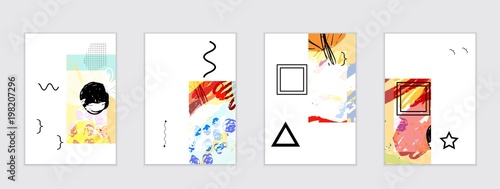 Set of artistic abstract universal card templates
