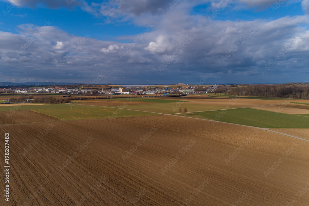 Luftbildaufnahme Felder und Stadtteile  Stuttgart und Umgebung