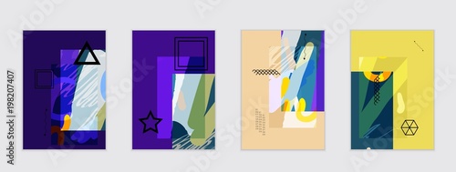 Set of artistic abstract universal card templates