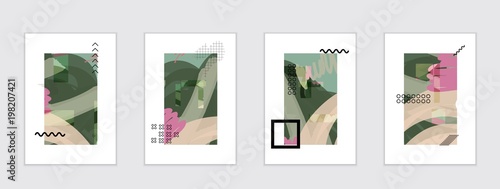 Set of artistic abstract universal card templates