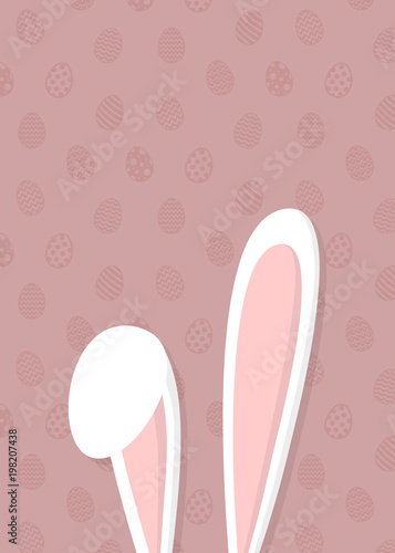 Easter bunny on background with eggs. Layout of a card. Vector.