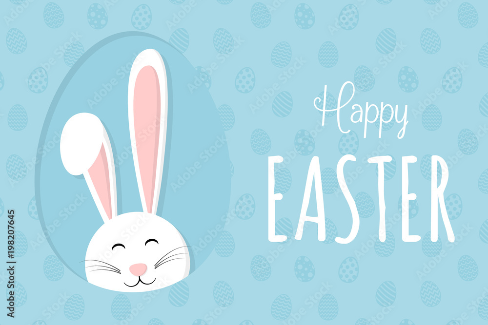 White bunny on eggs texture with wishes - concept of an Easter banner. Vector. White bunny on eggs texture with wishes - concept of an Easter banner. Vector.