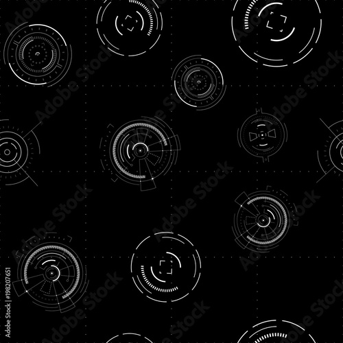 Hud background. Seamless template. Digital of technology design. Vector.