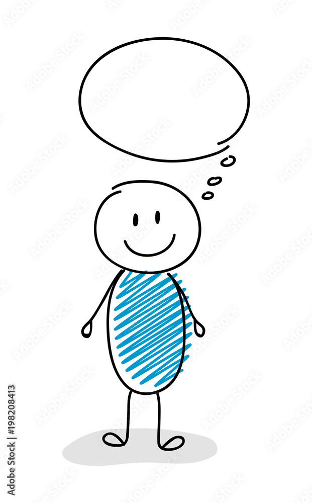 Smiley stickman with empty speech ballon. Vector. Smiley stickman with empty speech ballon. Vector.